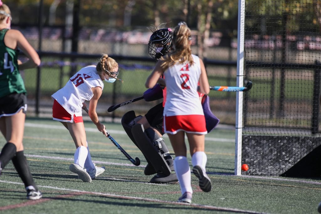 Junior Kyle Wilson with 2 goals for Hingham in their 3-0 win over Marshfield.