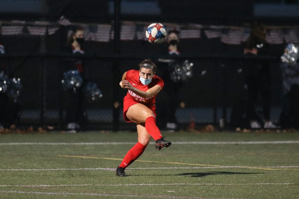 Senior Katie Dalimonte led the Harborwomen's defense to a shutout win in their first Patriot Cup game. 