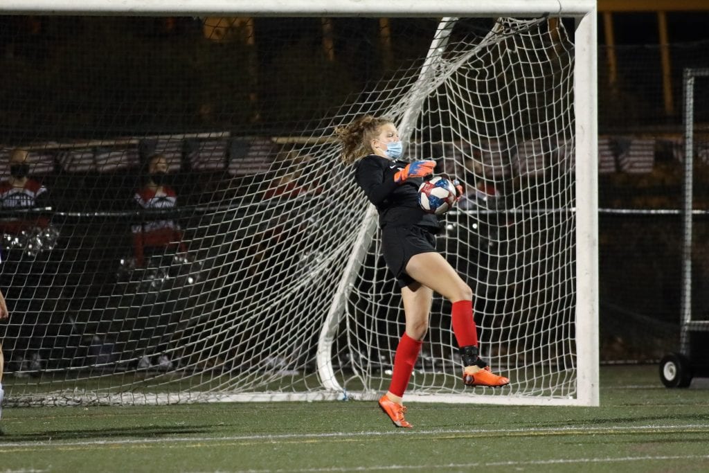 Junior Kathryn Wison with some great saves throughout the game, including this one late in the 4th quarter.