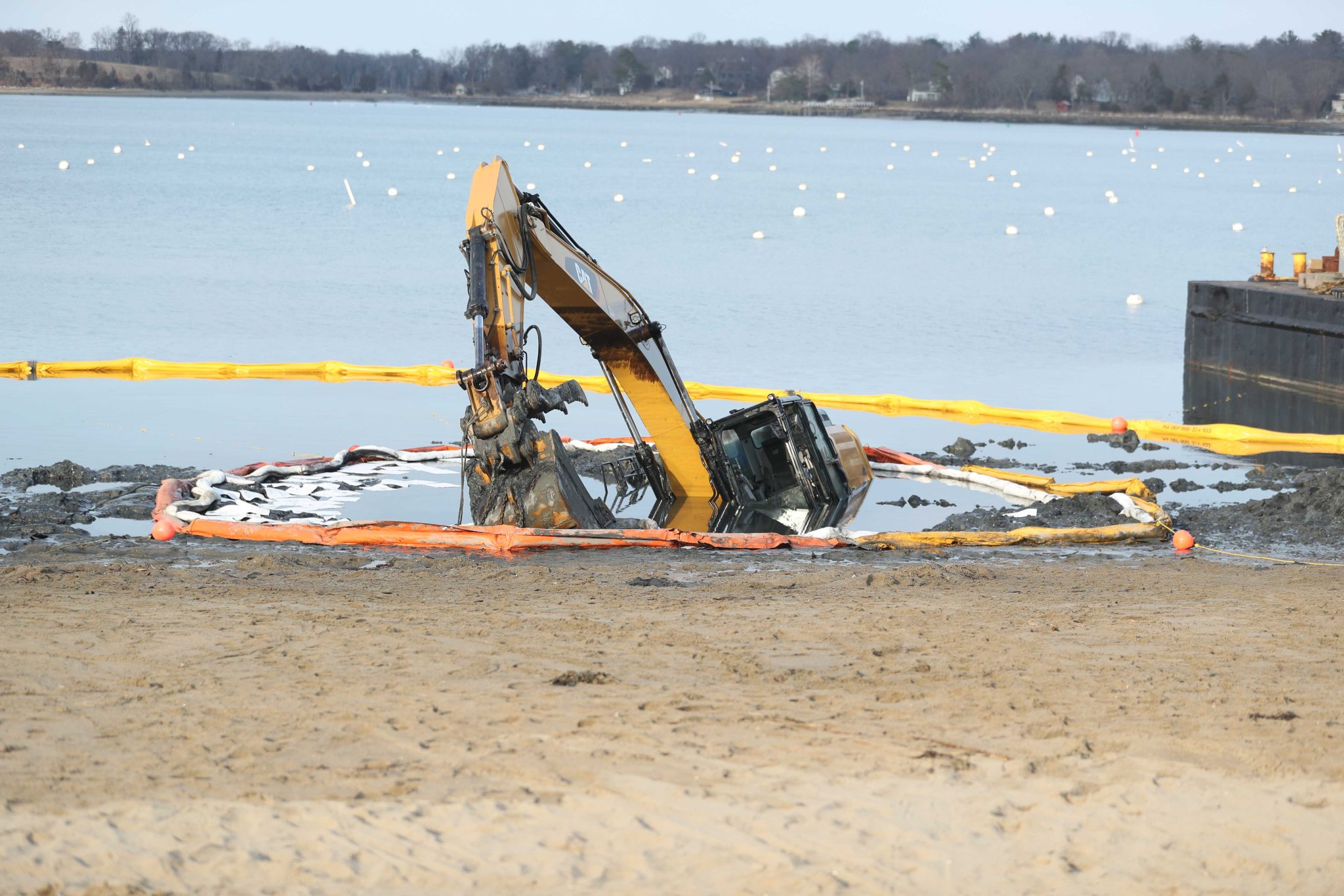 PHOTOS Large Machinery Accident, Oil Spill in Hingham Harbor Hingham