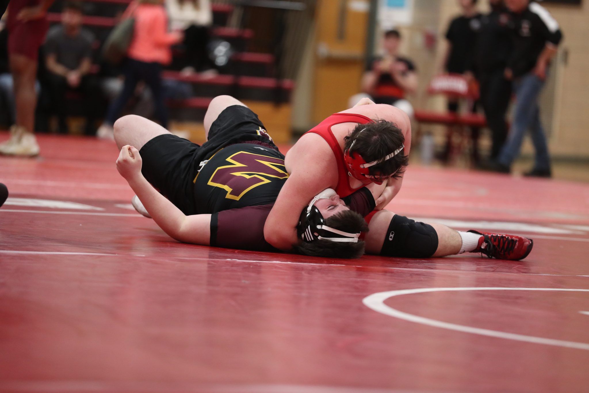 Sophomore Brook Stachan had two first period pins in his two matches. 