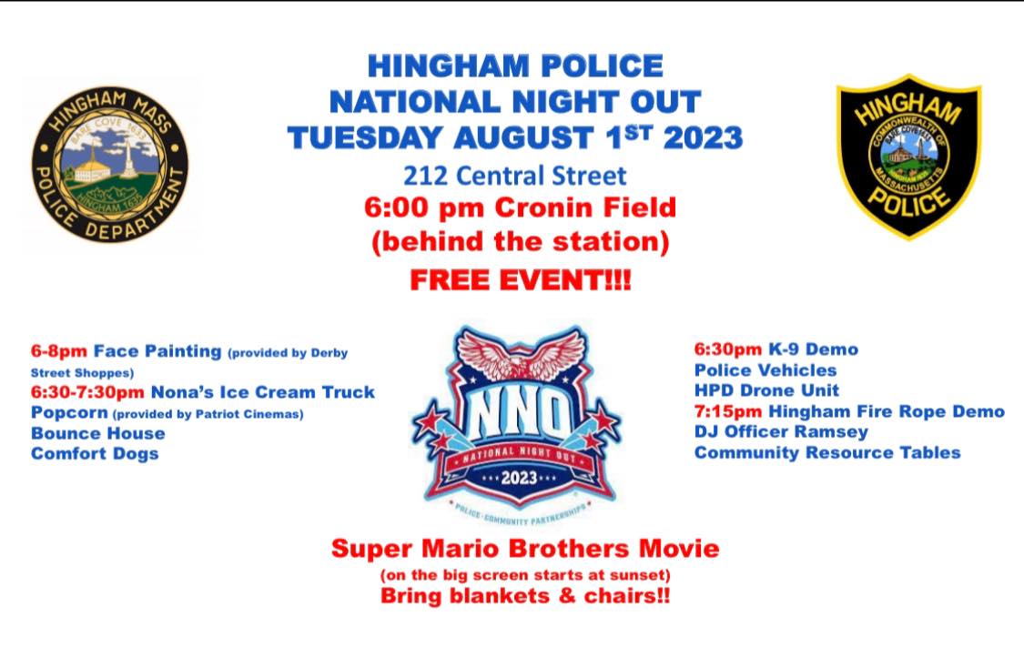 Community invited to Hingham Police National Night Out Hingham Anchor