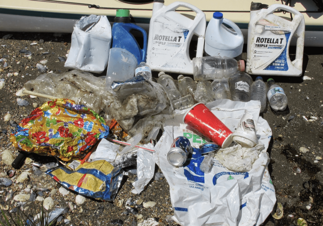 Plastic Debris collected on a paddle between Hingham Harbor and Spectacle Island